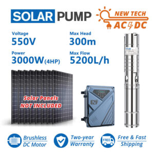 WBS 4" AC/DC Deep Bore Well Solar Water PumpWBS 4HP Submersible 380V 300m Inverter